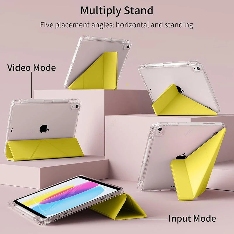 Y-Folding Case for iPad Air11 13 inch M3 M2 2025/2024 Pro11 13'' M5 M4 A16 11th Air 4 5 10th 9th 10.2 10.5 10.9 Clear Back Shell
