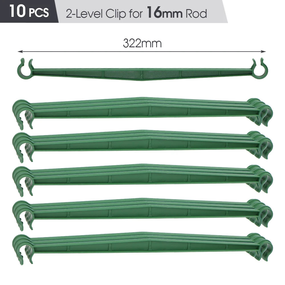 10PCS Durable 8/11/16mm Plant Support Pole Gardens Splice Frame Green Plastic Indoor Balcony Outdoor Climbing Vines Multilayer