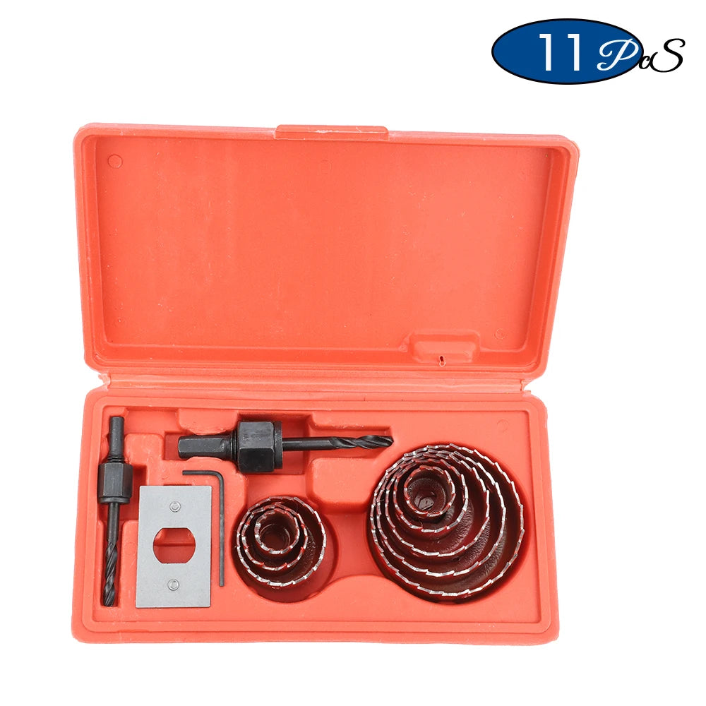 NINDEJIN 8/11/16pcs Hole Saw Kit #50 steel 19-127mm Hole Cutter Drill Bit Tool Hole Saw Set for Wood Plastic Wood Cutter - KiwisLove