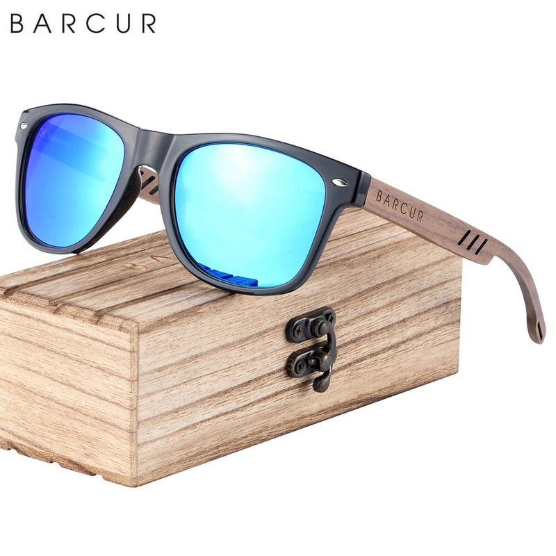 BARCUR Natural Woode Sunglasses for Men Polarized ECO-Friend Sun Glasses Man Eyeglasses UVA&B Protection Light Weight Sun Shades - KiwisLove