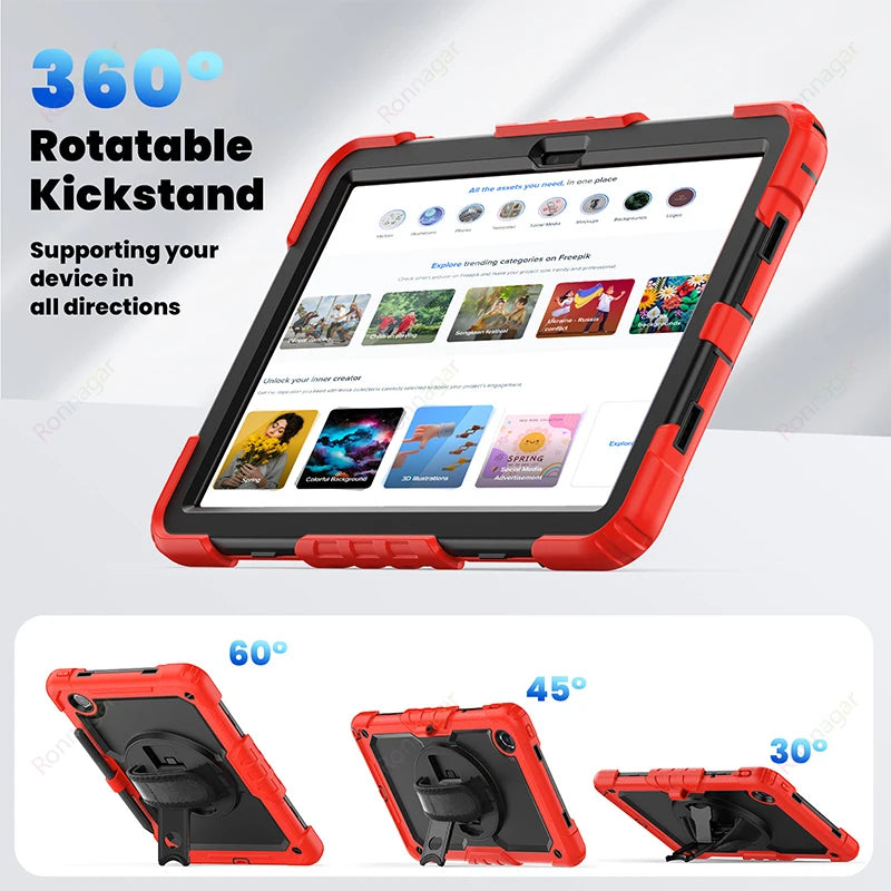 For New Lenovo Xiaoxin Pad 2024 Case TB331FC 11 inch 360 Degree Rotating Hard Armor Case Shoulder Strap Lenovo Tab M11 TB330FU