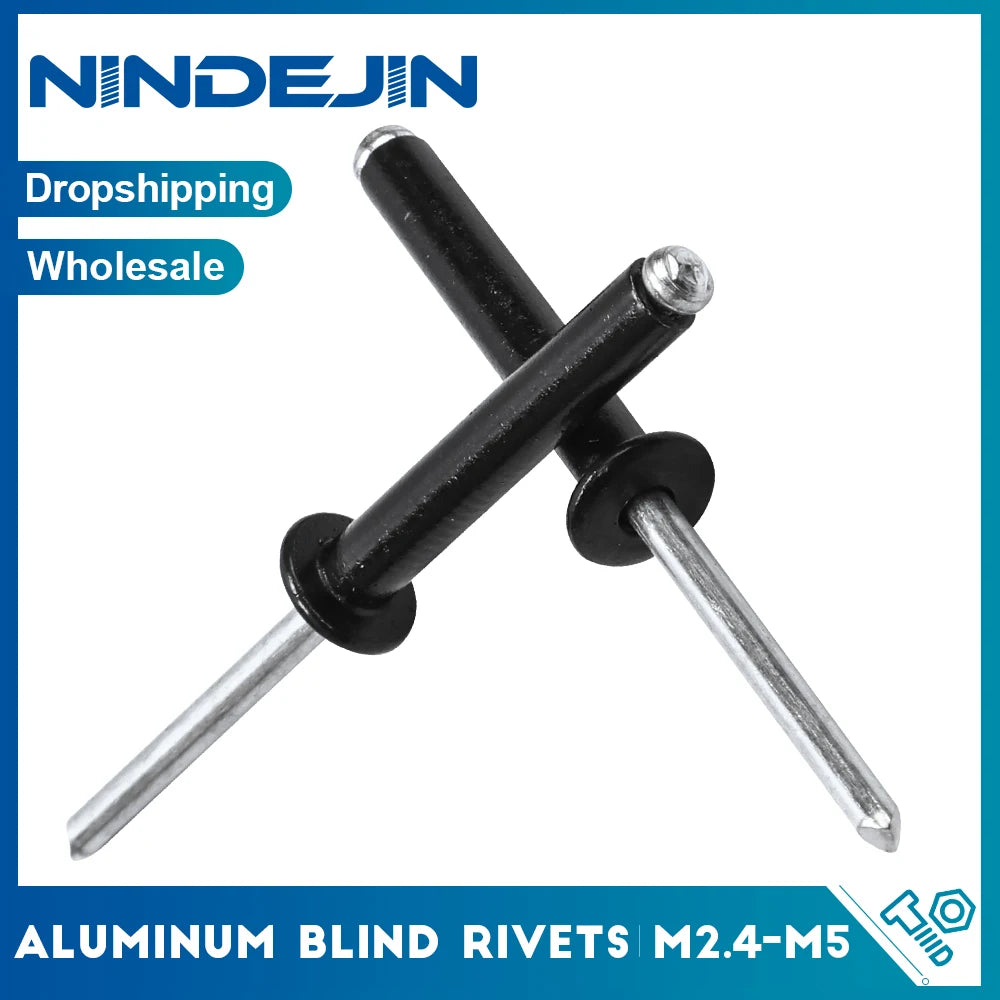 NINDEJIN 10-50pcs Black Blind Rivets Pop Rivets M2.4 M2.8 M3 M3.2 M4 M5 Aluminum Mushroon Head Mandrel Pop Rivets for Furniture