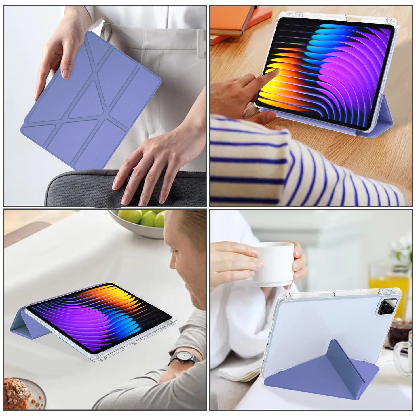 Y folding Case for Samsung Galaxy Tab A11 Plus / A9 Plus 10.9'' 2025 for Galaxy Tab A9/A11 8.7'' A8 X200 Clear Back Pencil hoder