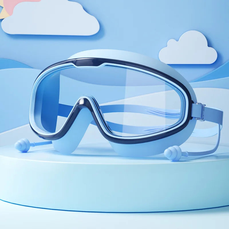 Kids Swimming Goggles Big Frame HD View Anti-fog Waterproof Children's Swim Goggles Boys and Girls Multi-color to Choose
