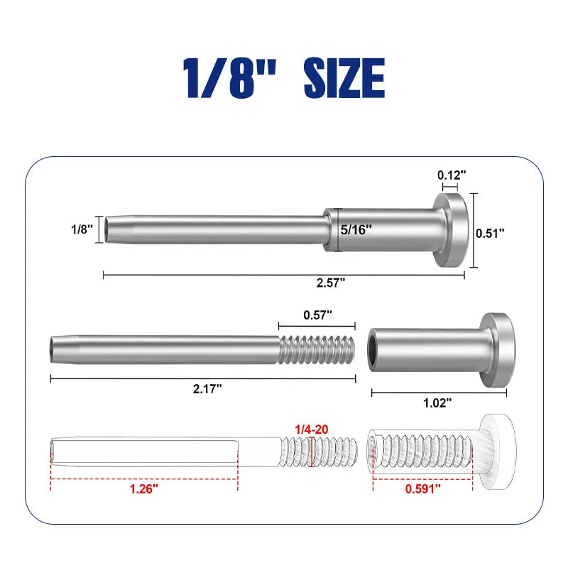 20PCS Cable Railing T316 Stainless Steel 1/8 3/16 Invisible Receiver And Swage Stud End For Cable Railing Stair