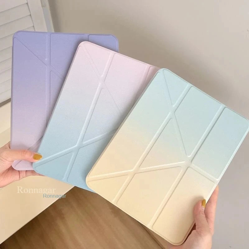 Gradient Color Y-Flip Case for iPad 9th 10.2 inch 8th/7th Gen 10th A16 11th Air11 13 2025 Pro11 M4 12.9 5th 6th Sleep/Wake Cover