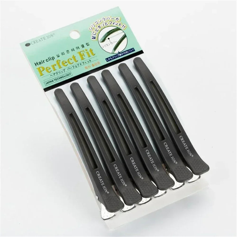 6Pcs Professional Hairdressing Salon Hairpins Black Plastic Single Prong DIY Alligator Hair Clip Hair Care Styling Tools - KiwisLove