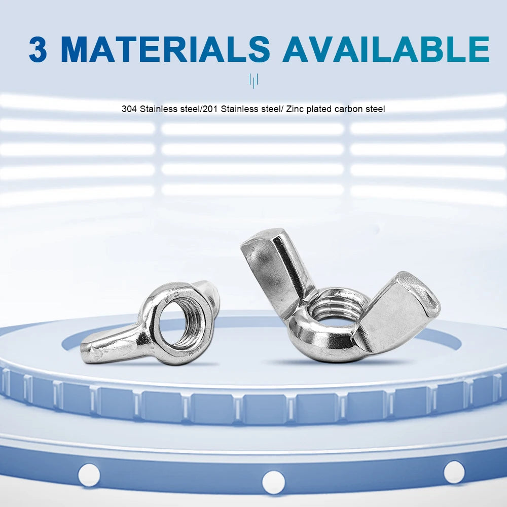 NINDEJIN  Butterfly Wing Nuts M3 M4 M5 M6 M8 M10 M12 Stainless Steel Wing Nuts Zinc Plated Hand Tighten Nut DIN315 - KiwisLove