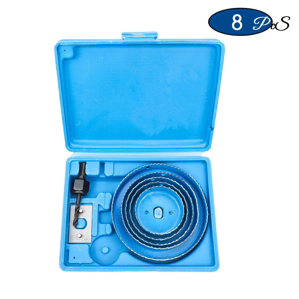 NINDEJIN 8/11/16pcs Hole Saw Kit #50 steel 19-127mm Hole Cutter Drill Bit Tool Hole Saw Set for Wood Plastic Wood Cutter - KiwisLove