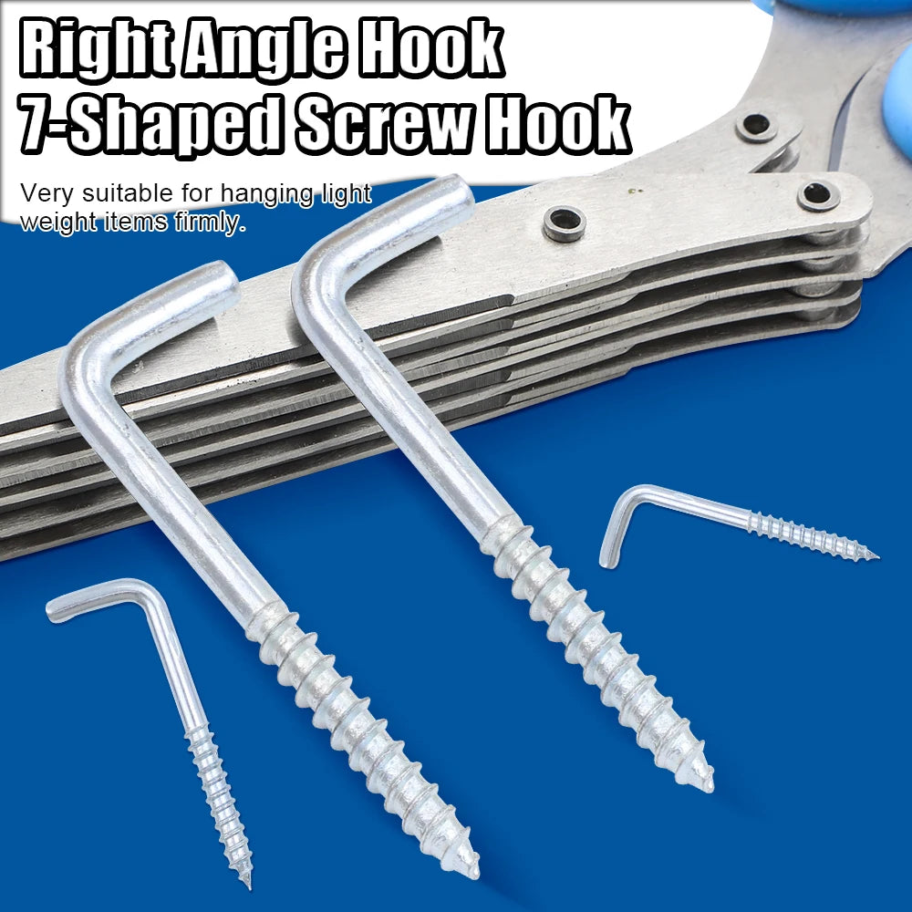 NINDEJIN L Shaped Screw Hooks M2.4 M2.5 M2.8 M3.4 M3.7 M3.8 M4.7 Zinc Plated Right Angle Self Tapping Screw Hook for Hanging - KiwisLove