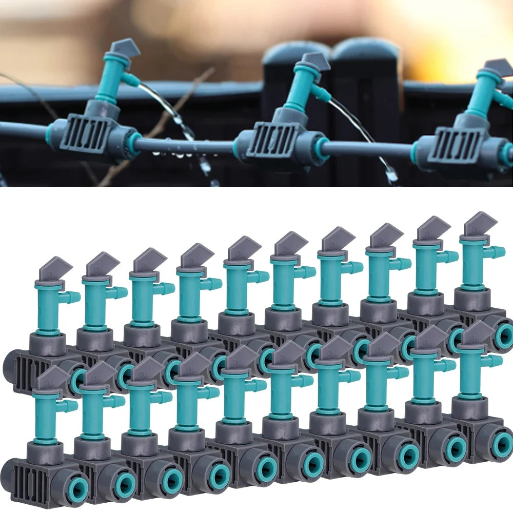 10pcs Outdoor Adjustable Drippers Quick Push Tee Connecter Garden Watering Irrigation System 1/4 "hose Sprinkler for  Plant Acce