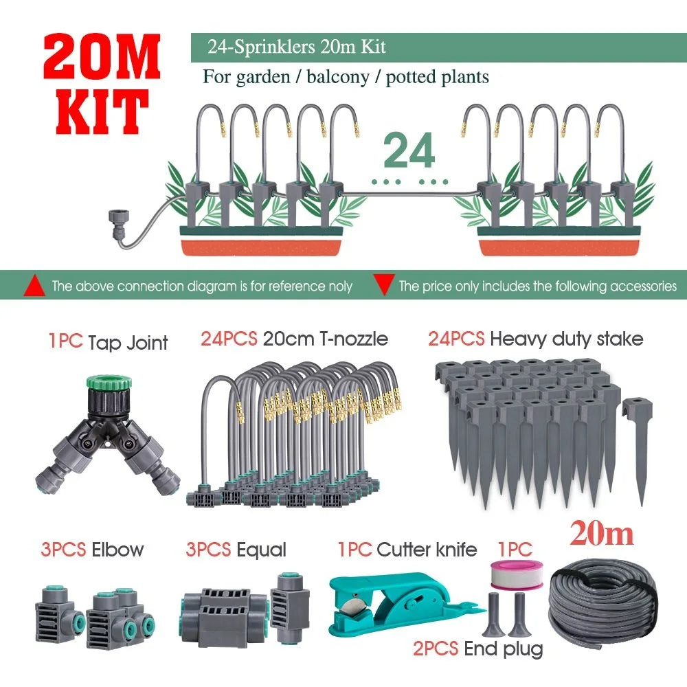 Premium 20cm Flexible Brass Nozzle Automatic Misting Irrigation System - Quick Connect Spray for Garden 1/4" Hose