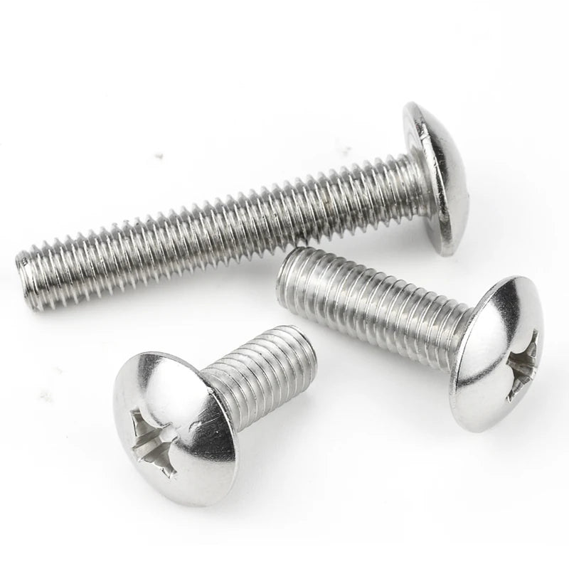 NINDEJIN Cross Truss Head Phillips Machine Screws M2 M3 M4 M5 M6 M8 Mushroom Big Flat Head Screw Stainless Steel Philips Screw