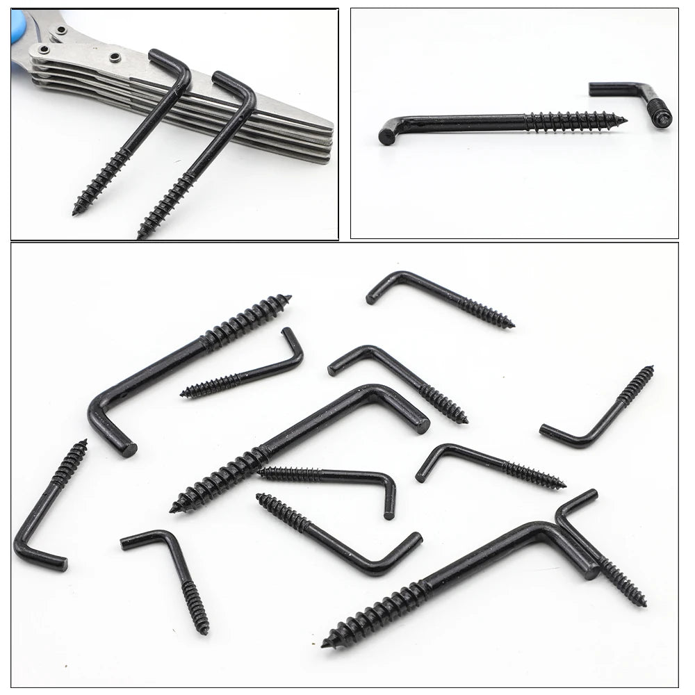 NINDEJIN 10/20pcs L Shaped Hooks Screw in Ceiling Hooks M2.4 M2.5 M2.8 M3.4 M3.7 M3.8 M4.7 Black 7 Shape Right Angle Hooks - KiwisLove