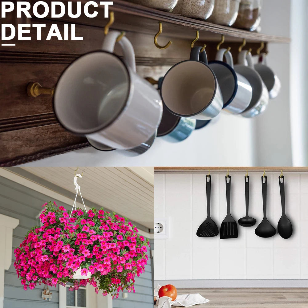 NINDEJIN Bronze Screw Hooks 1/2" 3/4" 1" Carbon Steel Heavu Duty 2" Screw-in Kitchen Cup Wall Ceil Hooks for Hanging Plant Light - KiwisLove
