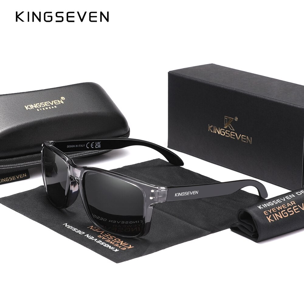 Genuine KINGSEVEN Brand Square Retro TR90 Polarized Sunglasses Women Men Carbon Fiber Pattern Design Outdoor Sports Eyewear - KiwisLove