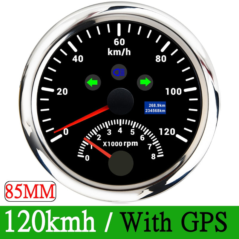 120km/h 200km/h 85mm GPS Speedometer Gauge 0-200MPH GPS Speed meter Odometer With Tachometer 8000 RPM for Car Boat ATV With GPS - KiwisLove