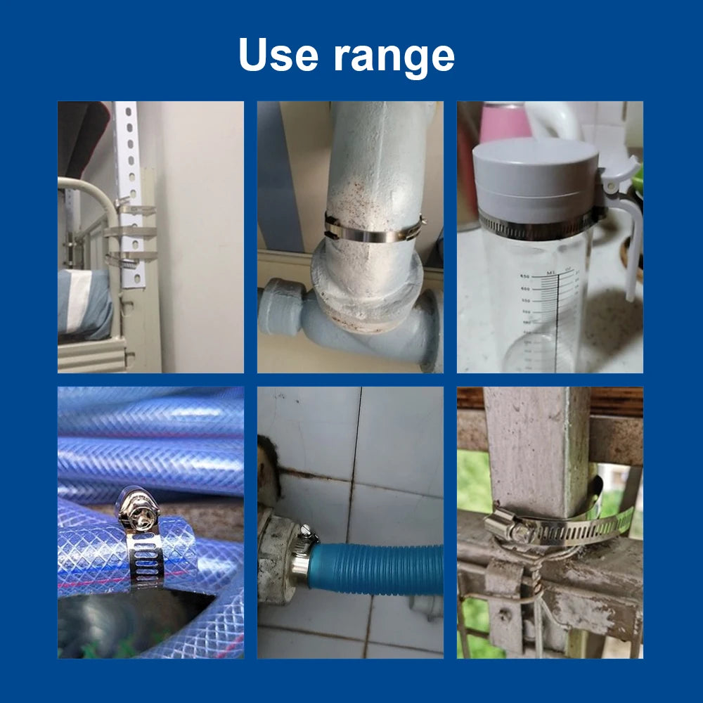 NINDEJIN 3-10pcs hose clamp adjustable 6-311mm Stainless Steel worm gear hose clip hose lock for water pipe plumbing