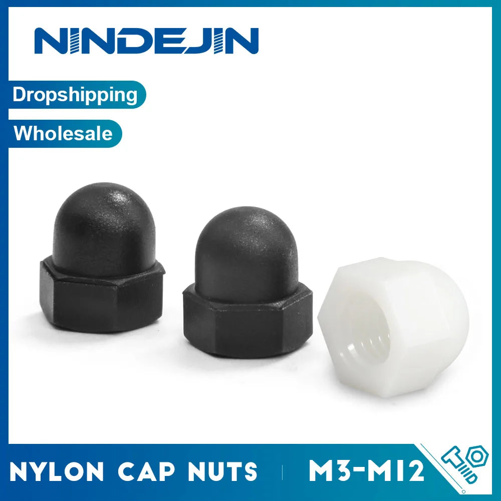 5-20pcs/pack Nylon Hex Dome Head Cap Nuts M3 M4 M5 M6 M8 M10 M12 Black White Plastic Acorn Nuts for Screw Bolts