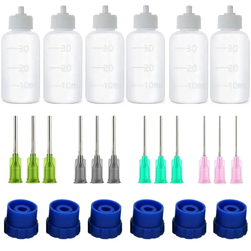 Dispensers Applicator Kit Plastic Squeeze Bottless Dropping Tube Nozzle and Blunt Tip Needle etc Works for Liquid Glue and Ink