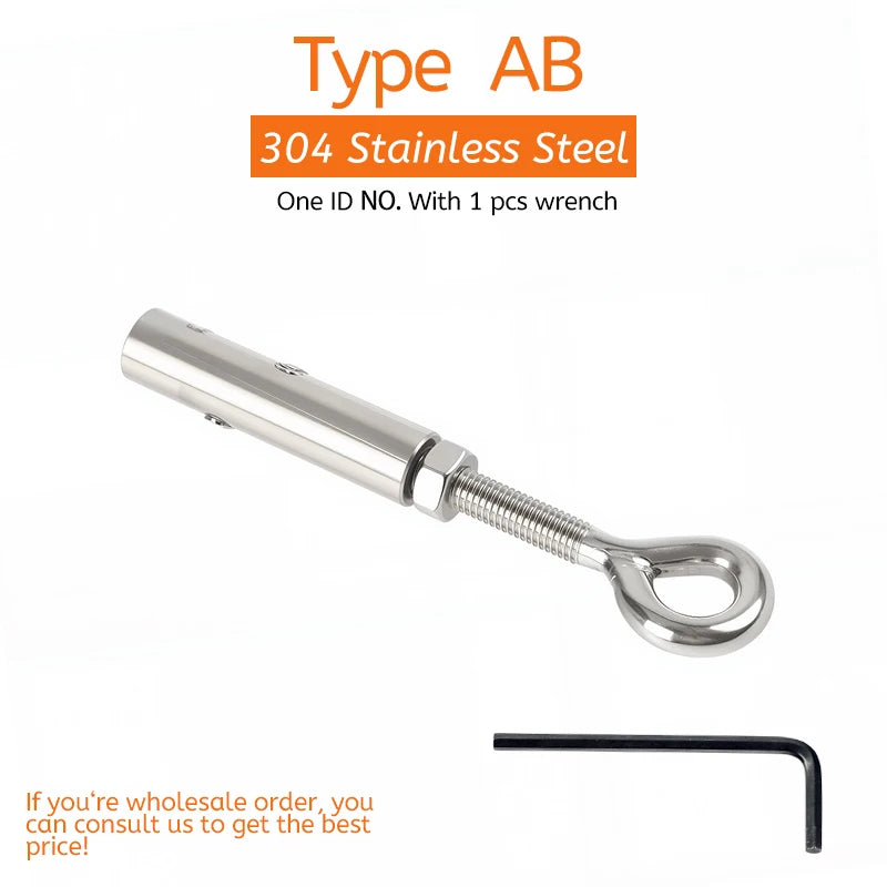 1pcs 304 Stainless Steel Cable Railing Thread Fittings Wire Rope Tensioner Receiver Terminal End Toggle Anchor Cross Clip Clamp