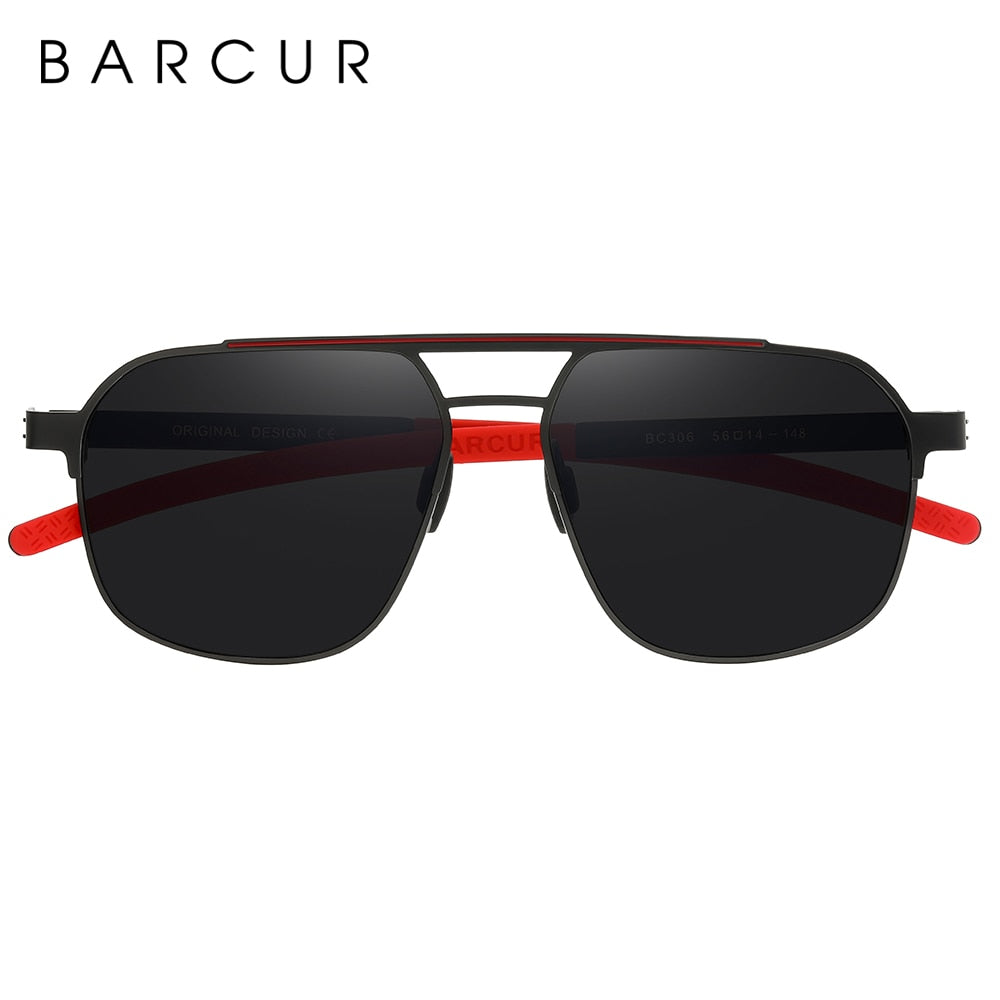 BARCUR Original Brand Designer Sunglasses for Men Polarized Fashion Square Sun Glasses Shades UV400 Eyewear Oculos Gafas De Sol - KiwisLove