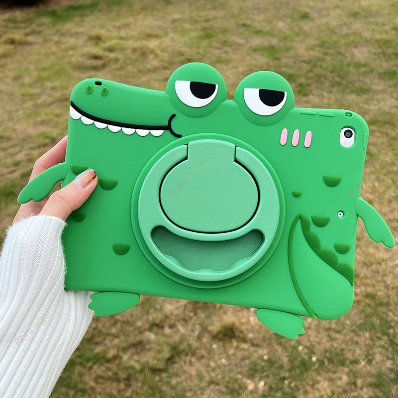 Cute Kawaii 3D Cartoon Bear for iPad Air11 2024 Pro11 M4 M2 IPad 10th Gen 9/8/7 10.2"/Air 3/Pro 10.5" Rotation Handle Stand Case