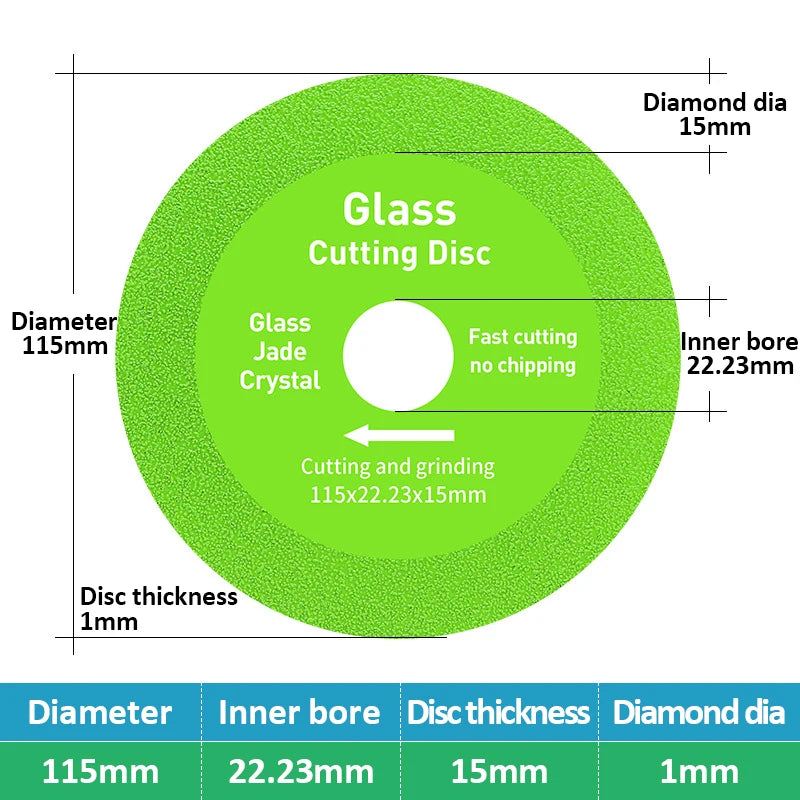 NINDEJIN 1pc Glass Cutting Disc 100mm 115mm 125mm Diamond Glass Cutting Blade Ceramic Tile Marble Polishing Grinding Saw Blade - KiwisLove