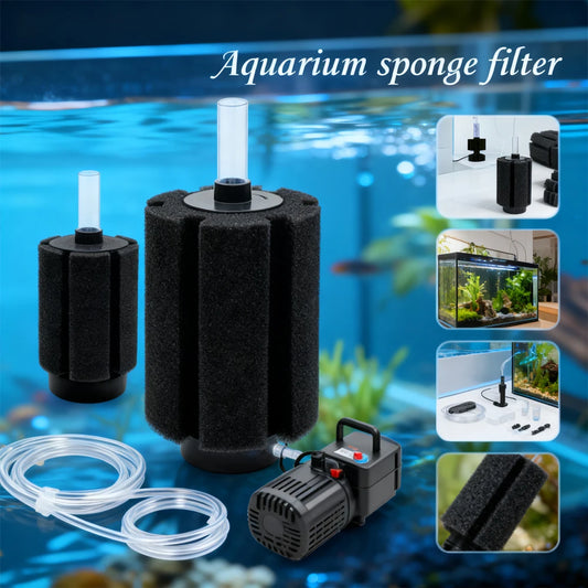 Aquarium Bio Sponge Filter Efficient Filtration System with Airs Pump for Freshwater Shrimp Tanks, Multiple Sizes