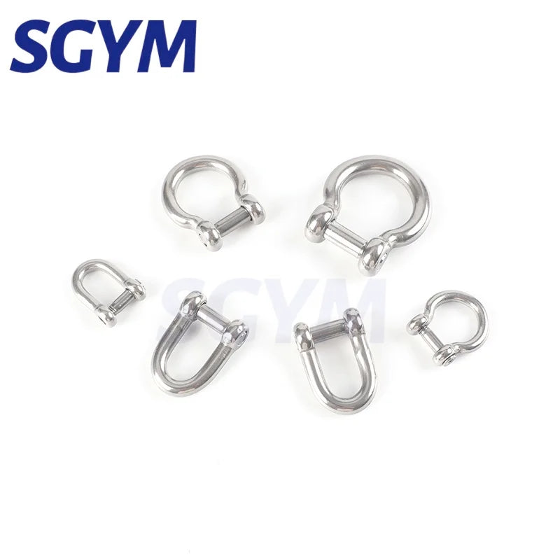 1/5pcs 5/6/8/10mm Straight Dee Shackles Short 304 Stainless Steel  Breaking Hexagonal Socket Screw D Shackle Hooks boat rigging