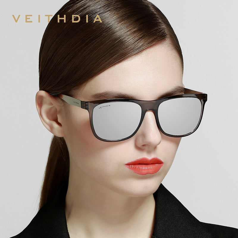 VEITHDIA Sunglasses Square Retro Vintage Polarized UV400 Lens Eyewear Sun Glasses For Men/Women 6110 -Stainless Steel + TR90 - KiwisLove