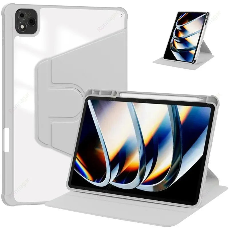 With Pencil Holder Case for Infinix Xpad 11 Inch 2024 360 Rotating Acrylic Funda for Infinix X Pad 11inch Tablet Case Flip Coque