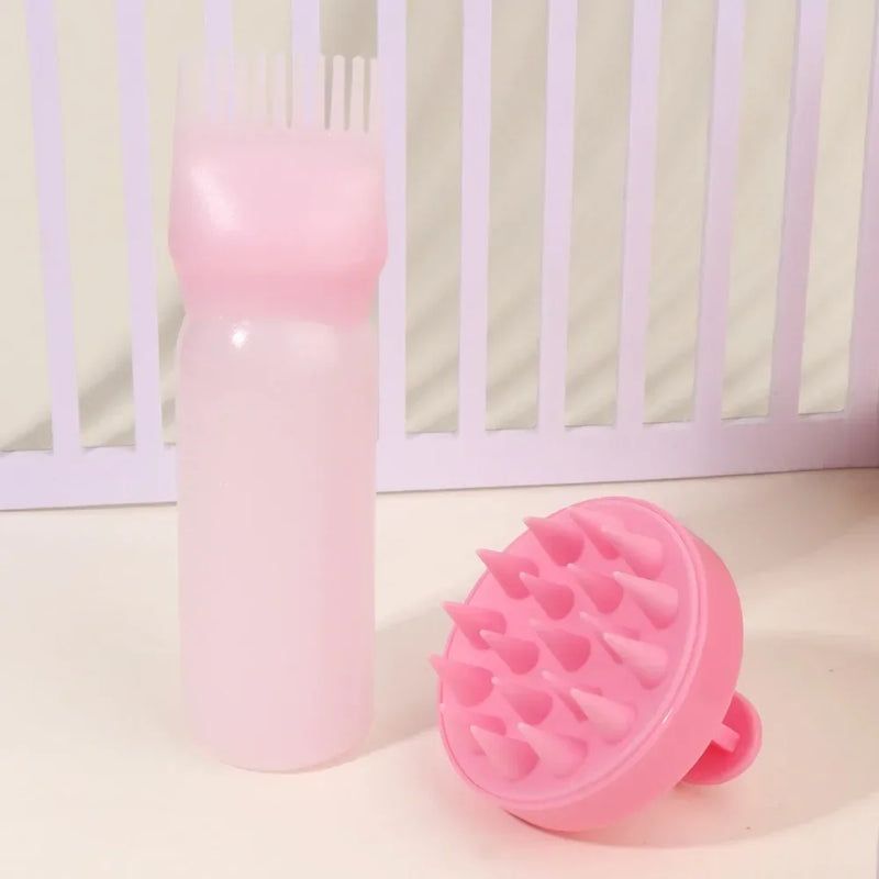 2pcs/Set Silicone Hair Comb with Root Comb Applicator Bottle Set Hair Oil Applicator Shampoo Brush Tint Salon Hair Styling Tools - KiwisLove