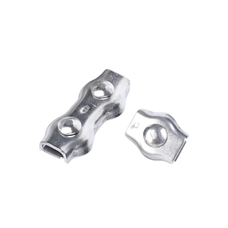 5/12 pcs M2 M3 M4 M5 M6 M8 304Stainless Steel Simplex/Double Post Bolt Clip Wire Rope Cable Clamp Caliper Rope Simple Grip