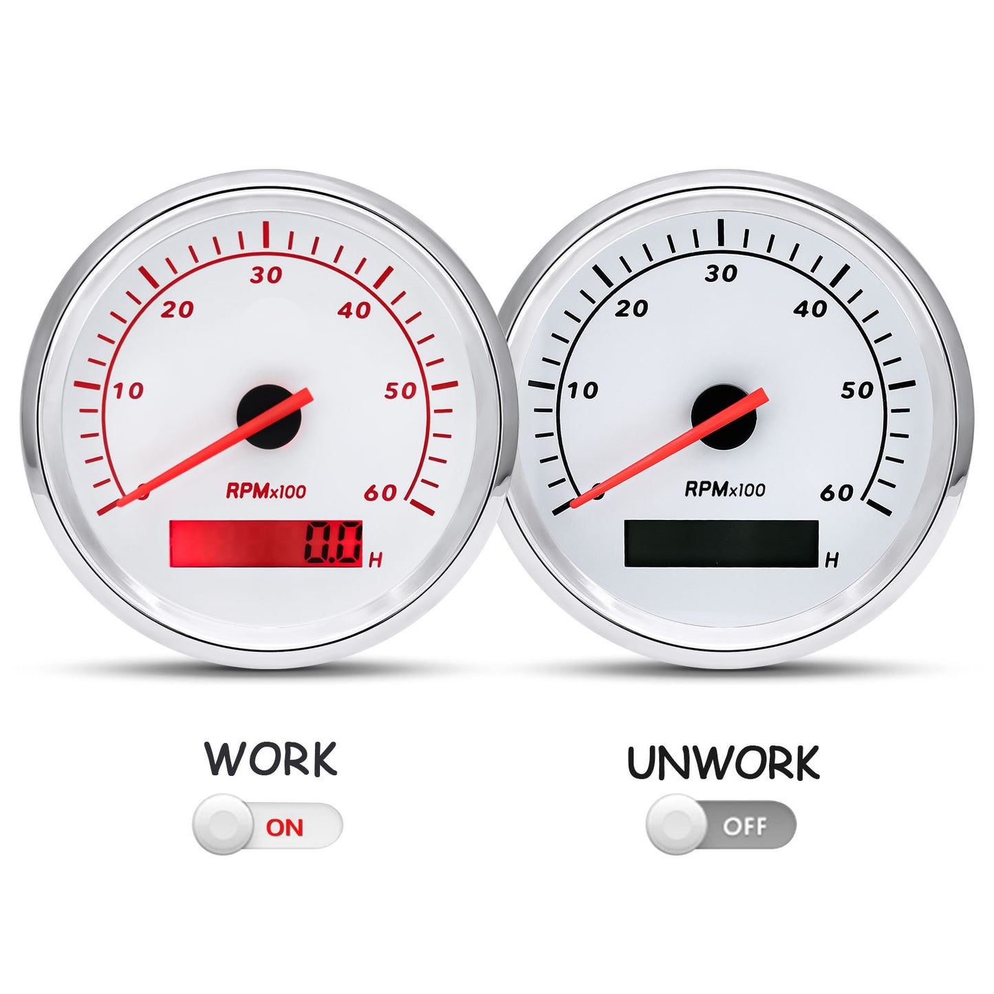 85mm Car Marine Tachometer Boat Gauge Digital Hourmeter 0-7000 RPM 3K-8K Tacho Gauge RPM Meter Sensor for Diesel Gasoline - KiwisLove