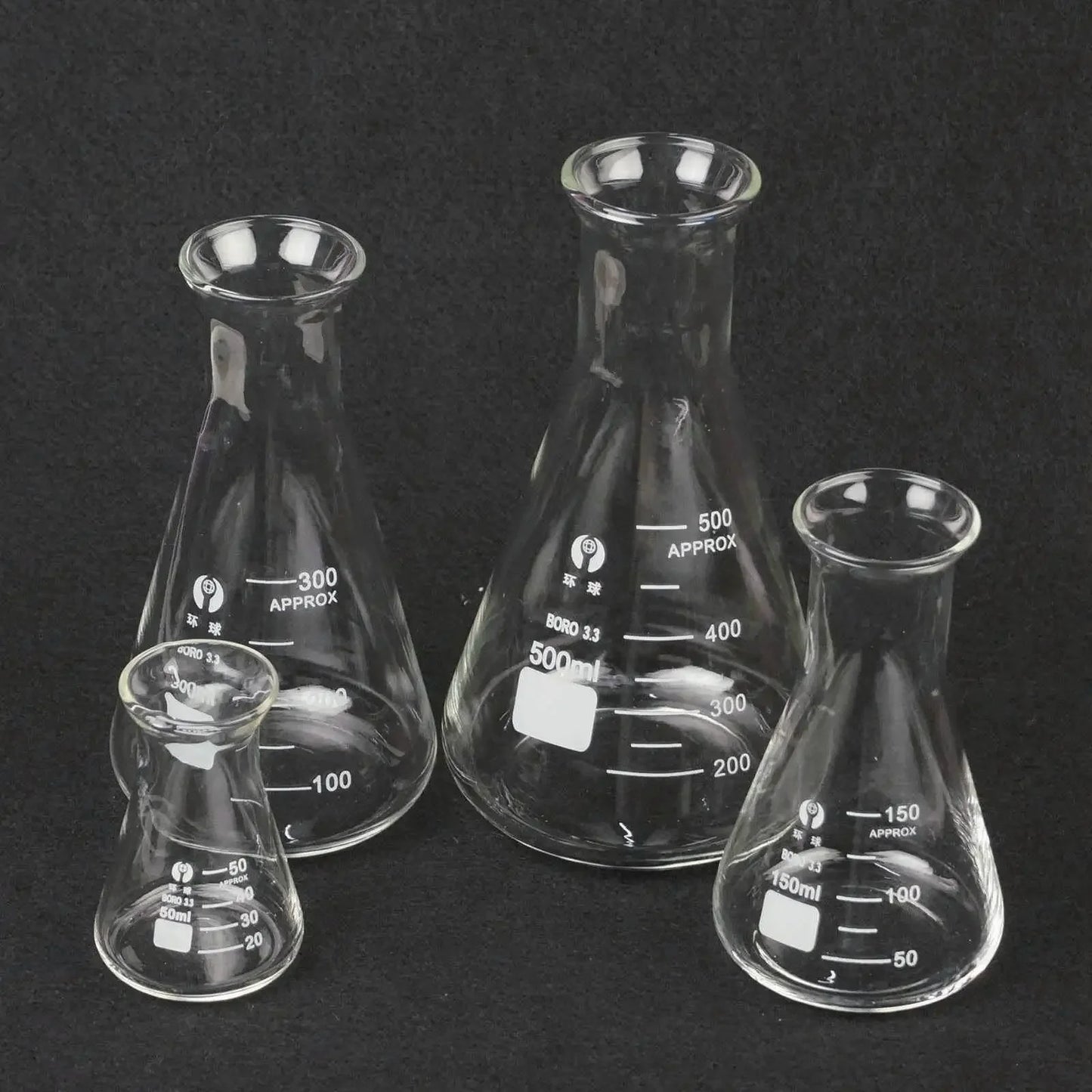 50/100/150/250/300/500/1000ml Bell Mouth Borosilicate Glass Conical Erlenmeyer Flask Lab - KiwisLove