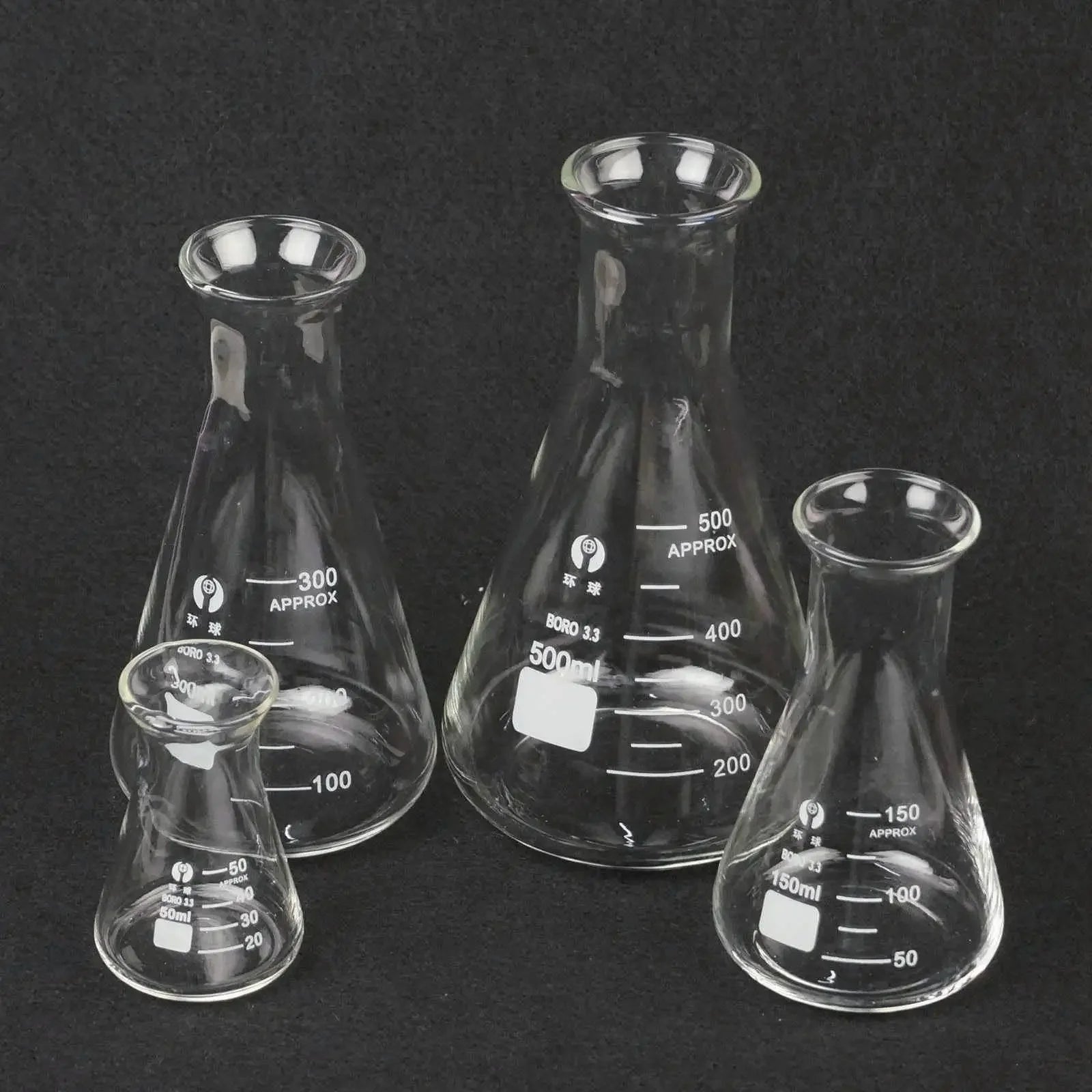 50/100/150/250/300/500/1000ml Bell Mouth Borosilicate Glass Conical Erlenmeyer Flask Lab - KiwisLove