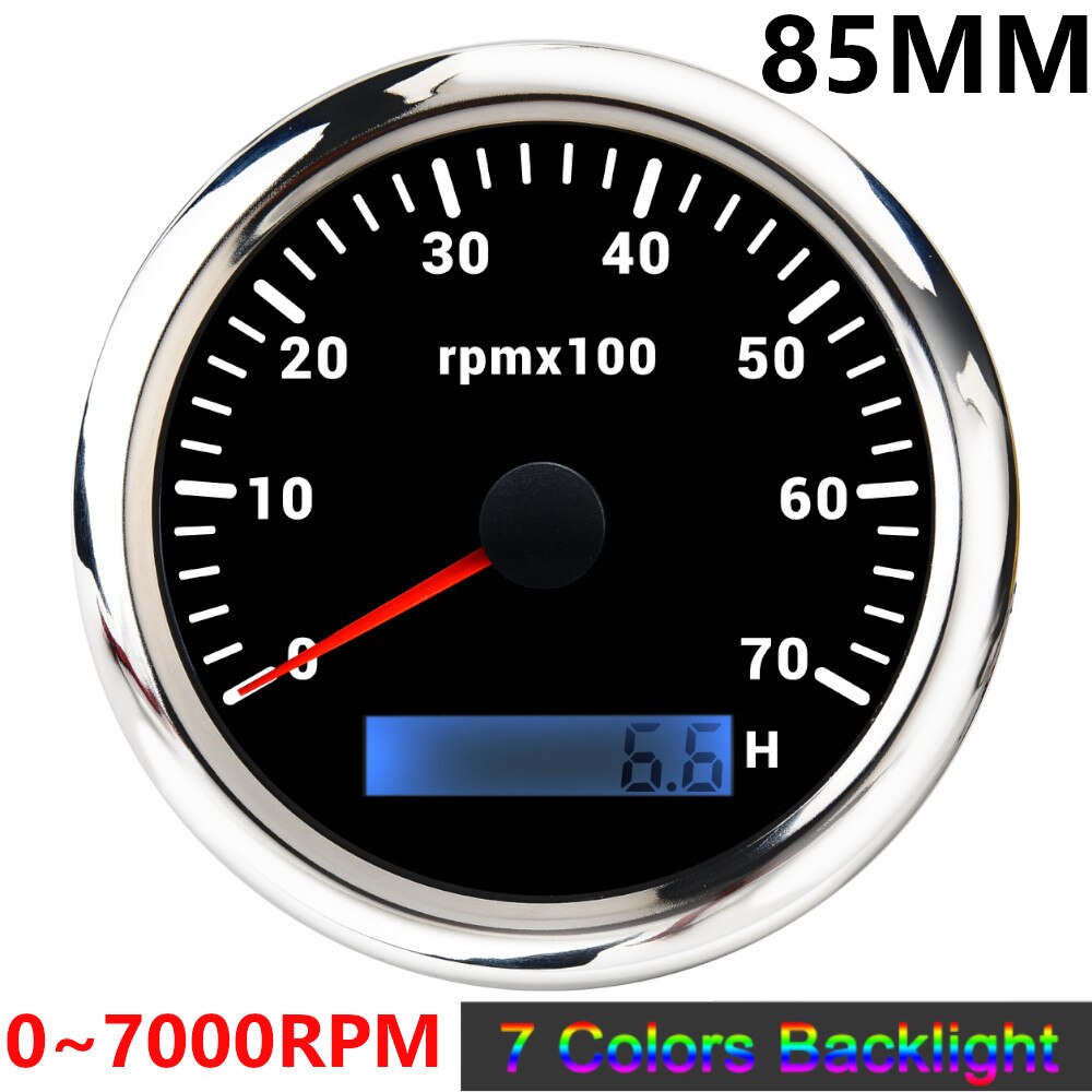 RPM Gauge 8000rpm 6000rpm 3K-8K 85MM Diesel Engine Tachometer REV Counter with LCD Digital Hourmeter 7Colors Backlight 12V/24V - KiwisLove