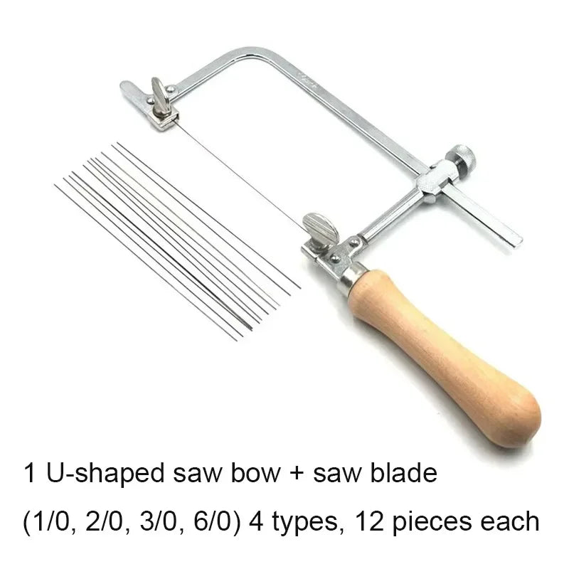 Jeweler\'s Saw Frame kit with Blades Adjustable Jewelers  Precision Cutting Metal Saw Jewelry Making Tool ﻿