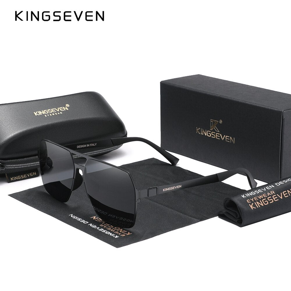 KINGSEVEN 2023 New Driving Men's Polarized Sunglasses Ultra Thin Temples Pilot Sun Glasses For Men UV400 Retro Eyewear - KiwisLove