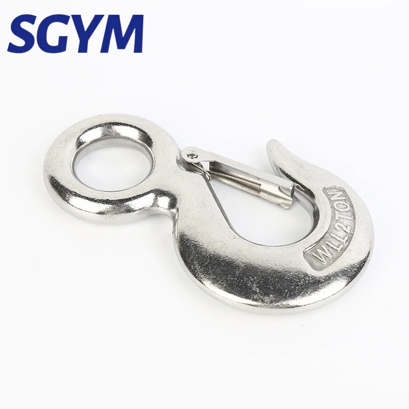 Working Load WLL 0.5T/0.75T/1T/1.5T/2T S320 Stainless Steel Hoist Cargo Hook Lifting Chain Eye Rotatable Ring Claw With Lock
