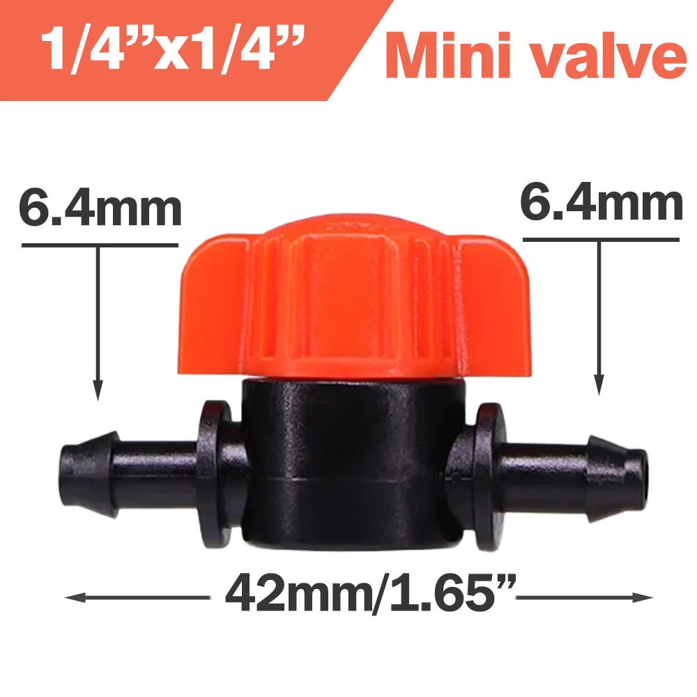 20/50pcs 1/4'' Barb Shut-Off Valve Universal Drip Irrigation Tubing Coupling Connecter 1/4" Hose for Garden Watering System Acce