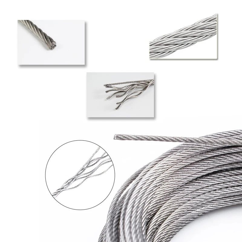 5/10Meters 0.5-3mm Diameter 7X7 Structure 304 stainless steel wire rope thin cable softer fishing lifting cable