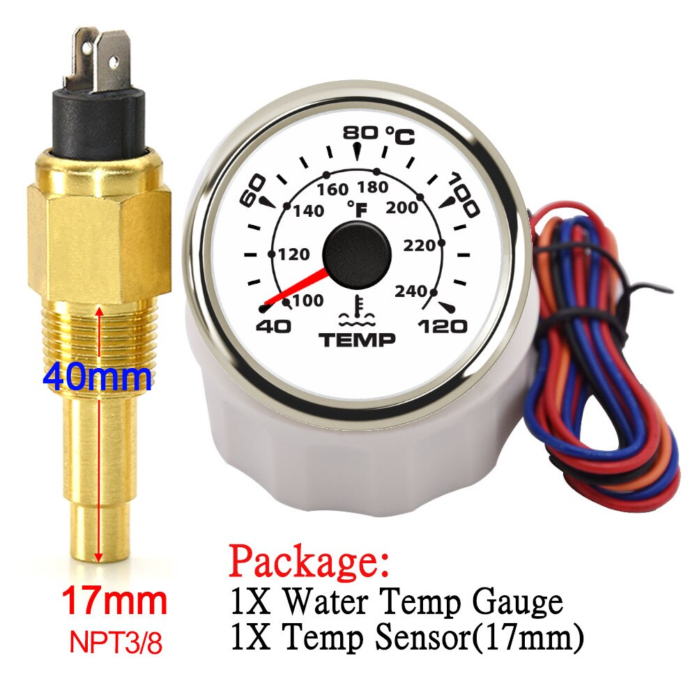 10mm 14mm 17mm 21mm Temperature Sensor + 52mm Water Temperature Gauge Universal for Boat Car Auto Motorcycle Thermometer - KiwisLove