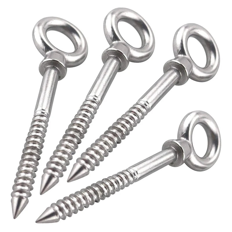 6/10pcs M8X80 Eye Shape Screws Round Hook Stainless Steel Wood End Ring Eyelet Hooks Self Tapping Hardware Accessories