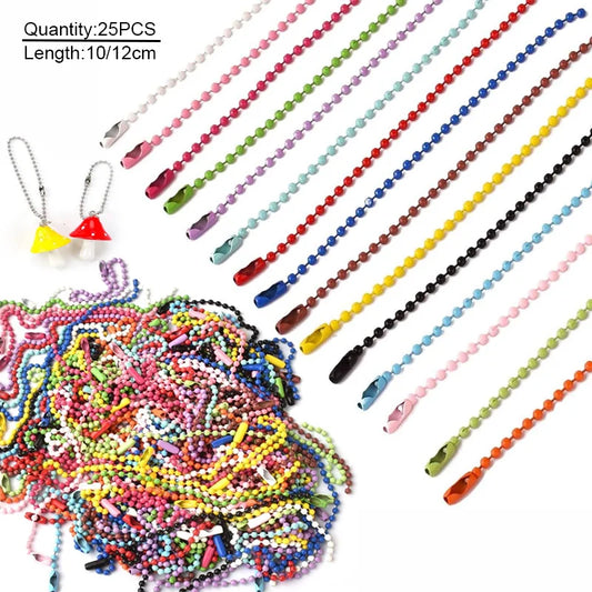 25pcs Iron Spray Painted Chain, Bead Chain Buckles, DIY Jewelry Accessories, Baking Paint, Color Tag Chain, Iron Pendant Chain