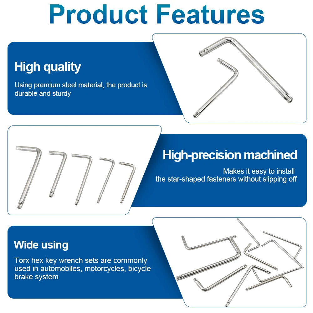 Hand Tool Torx Key Wrench L Type Star Wrench Nickel Plated T6 T7 T8 T10 T15 T20 T25 T30 Tamper Proof Security Torx Wrenches - KiwisLove