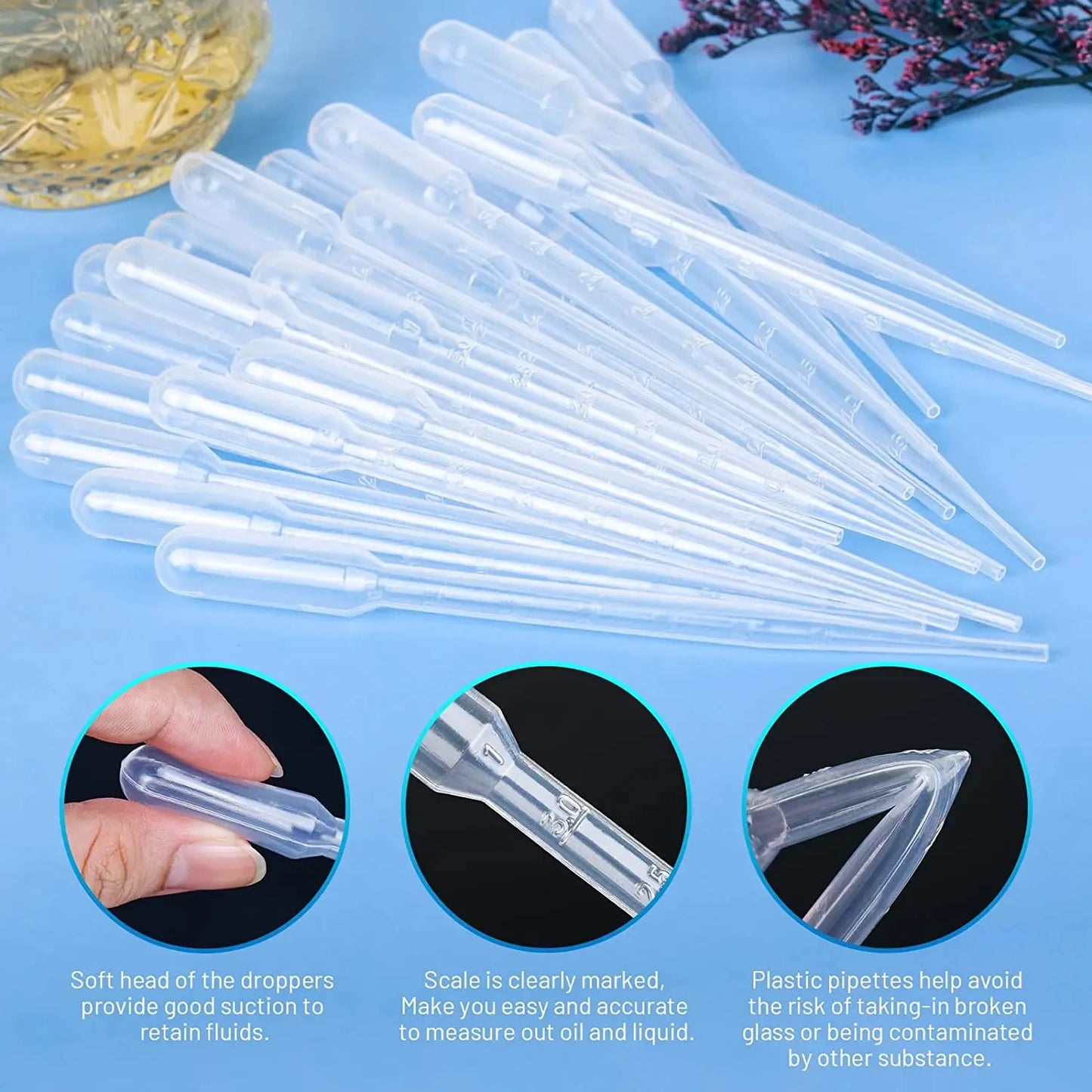 100Pcs/Lot Laboratory Pipette 1ml 2ml 3ml 5ml Plastic Disposable Graduated Container Liquid Dropper Equipment Straw Makeup Tools - KiwisLove