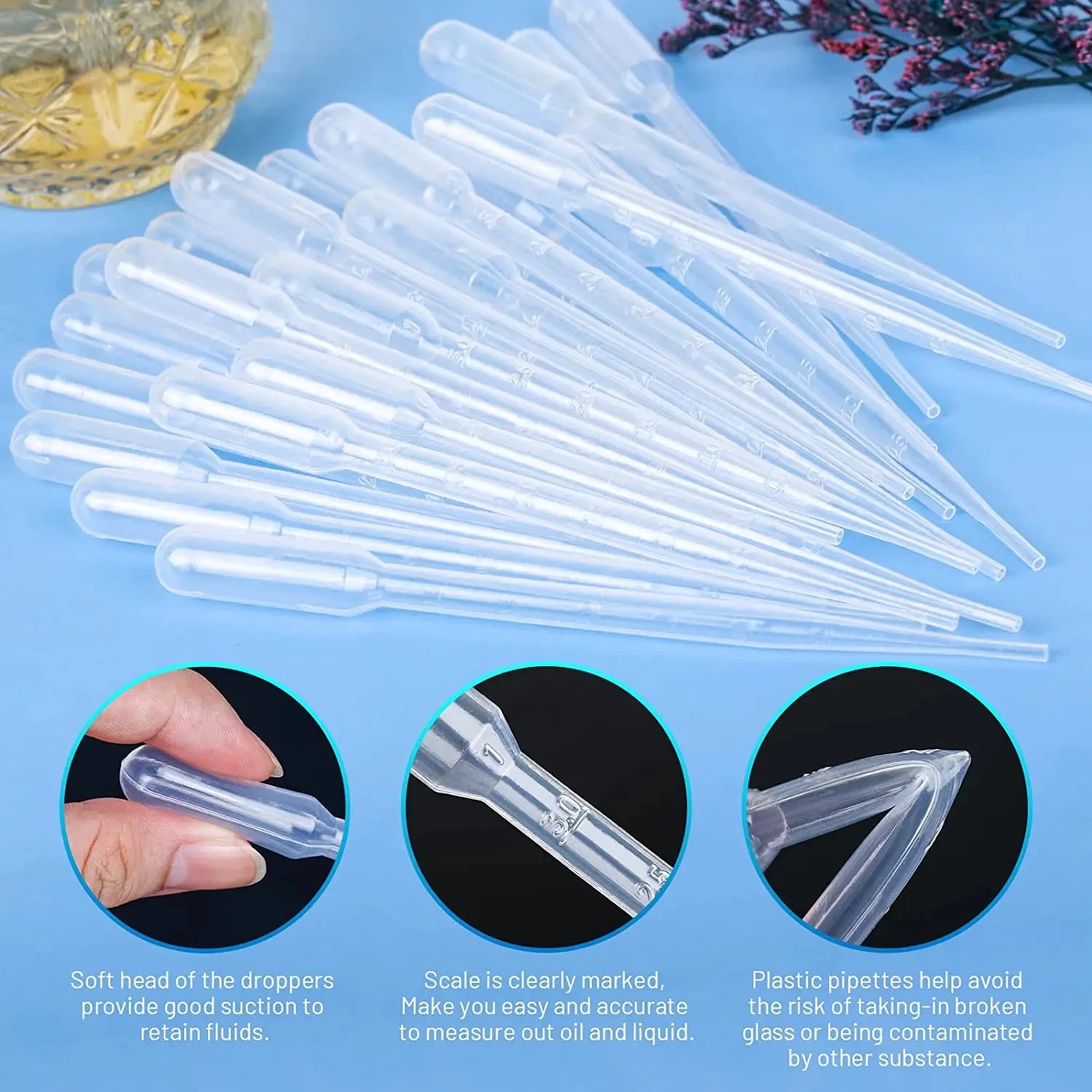 100Pcs/Lot Laboratory Pipette 1ml 2ml 3ml 5ml Plastic Disposable Graduated Container Liquid Dropper Equipment Straw Makeup Tools - KiwisLove