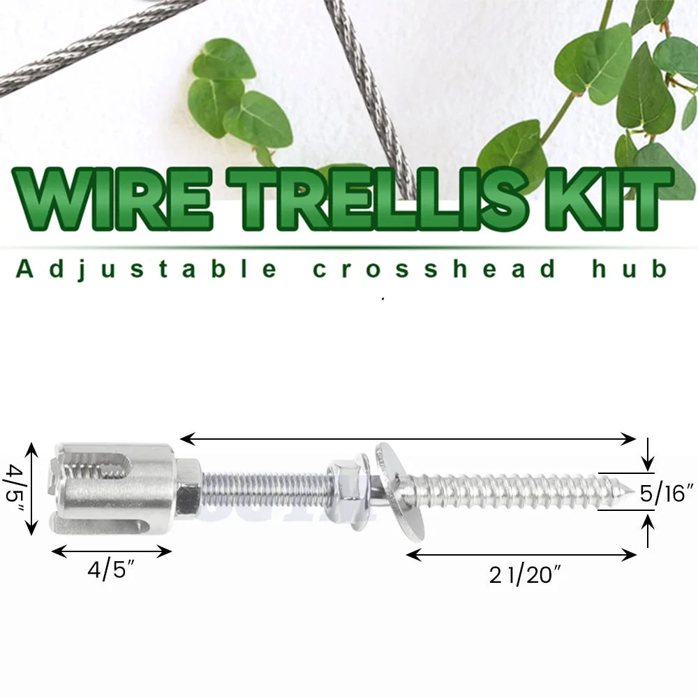 2pcs Stainless Steel Garden Wire Trellis System For 4mm Cable 5/32'' Climbing Plants Vines And Green Wall With Wall Brackets